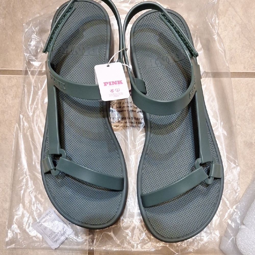 PINK Victoria's Secret Green Sandals